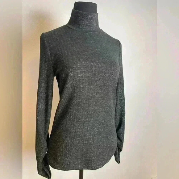 Evereve Mock Neck Sparkly Sweater M - Picture 2 of 9